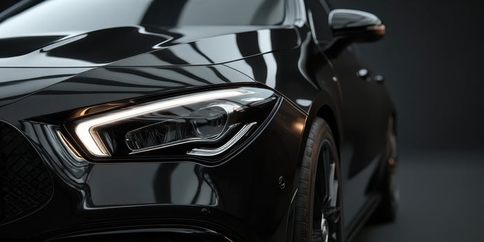 The sleek black luxury car showcasing modern design and advanced technology. photo