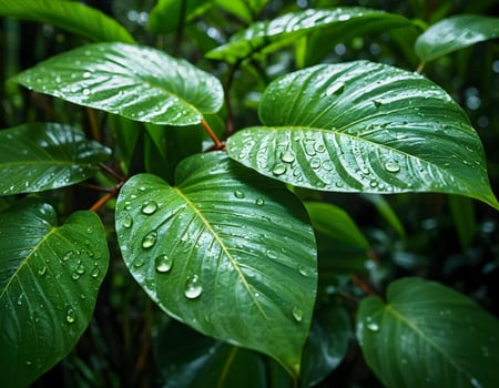 Green Leaves with Raindrops - Nature Photography photo