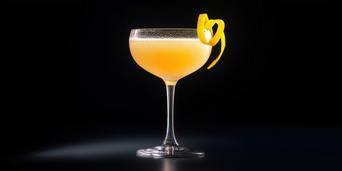 The elegant cocktail with citrus garnish in a sophisticated setting. photo