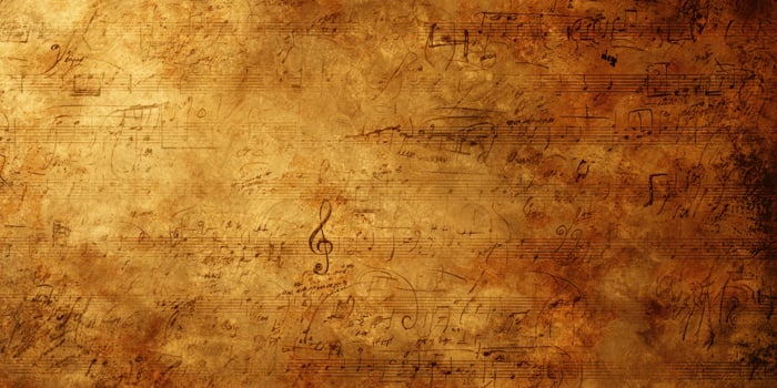 The Elegant Vintage Background of Music Notes on a Parchment Canvas photo