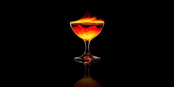 The stunning cocktail with fiery flames creating a vibrant visual spectacle. photo