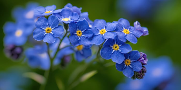 The Vibrant Blue Flowers in a Lush Green Garden Scene photo