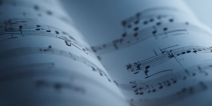 The intricate details of sheet music highlighting melody and harmony. photo