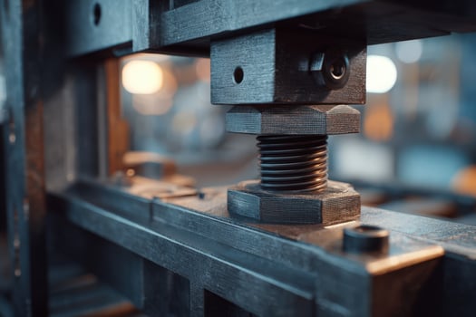 First-Person View of Tightening Bolts on Steel Frame with Wrench photo