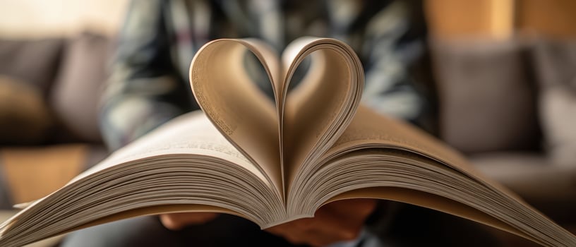 The heart-shaped pages of a book create a unique romantic atmosphere. photo
