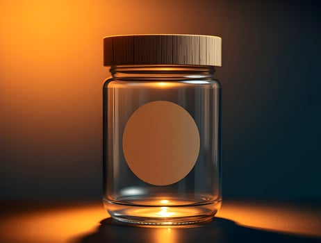 A glass jar with an empty circle inside photo