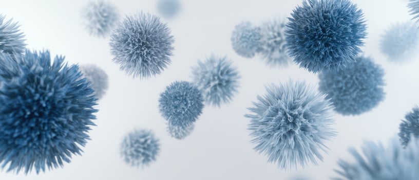 The Floating Blue Bacteria and Microbes in a Scientific Exploration Background photo