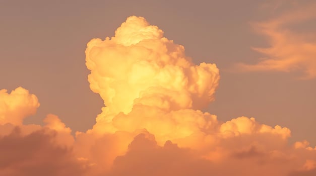 Cloudscape Orange and Yellowy Clouds at Sunset near the Ocean. photo