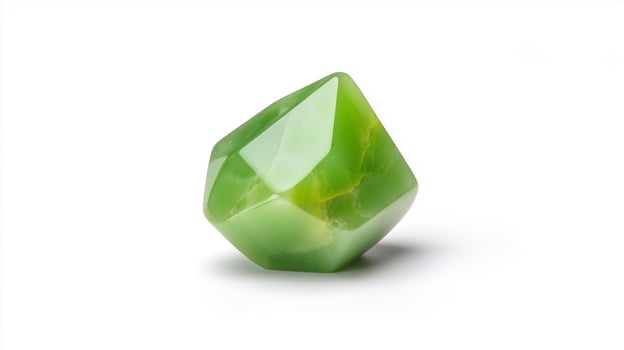 A green healing crystal used for meditation photo