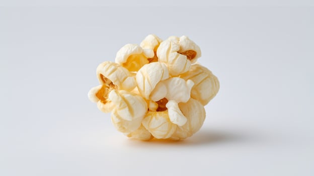 Single piece of fresh crunchy popcorn isolated on a white background photo