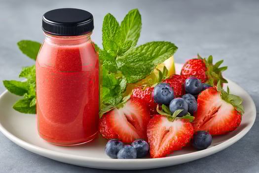 Berry smoothie with strawberries and blueberries photo
