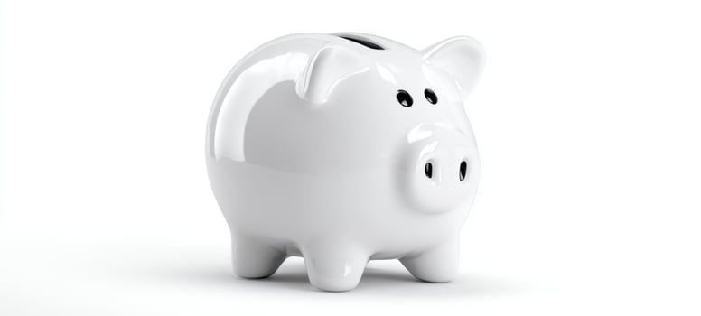 The white piggybank symbolizing savings and financial planning in a minimalist design. photo
