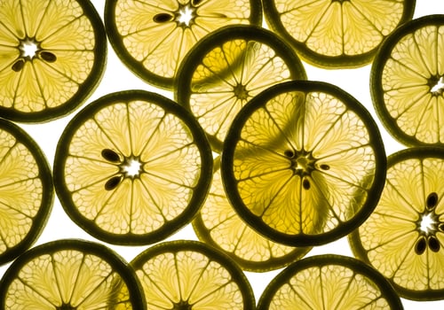 Translucent Lemon Slices with Sunlight Patterns photo