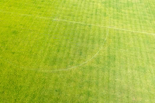 The Center Circle of a Natural Grass Football Field. Concept The traditional heart of the game. photo