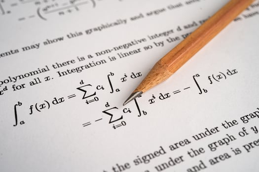 Pencil on mathematic formula exercise test photo