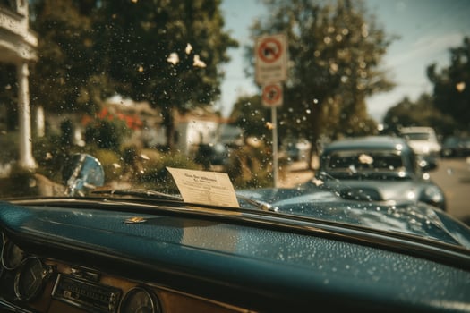A view of the windshield of an old car photo