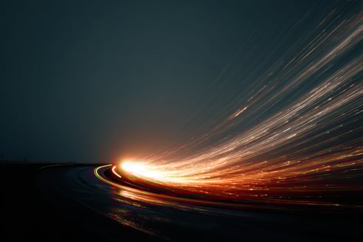 Light trails on the road at night photo