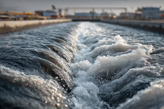 Water flowing through a large water treatment plant photo