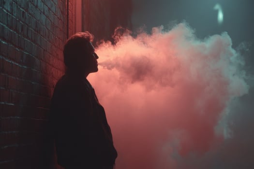 A man is smoking an electronic cigarette photo