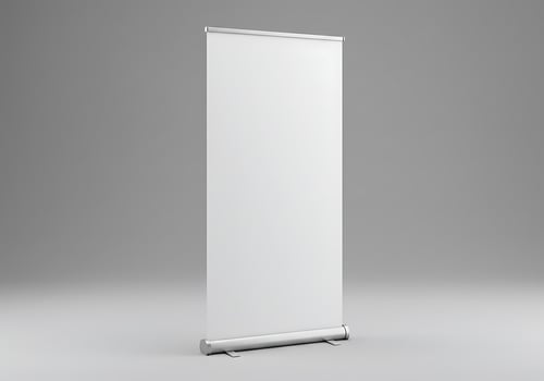 Displaying Blank Roll Up Banner Stand for Marketing and Advertising photo