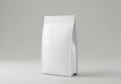 Isolated Blank White Coffee Bag Mockup for Branding Presentation photo