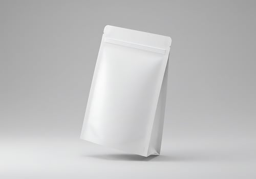 Displaying White Blank Stand Up Pouch Mockup for Brand Promotion photo