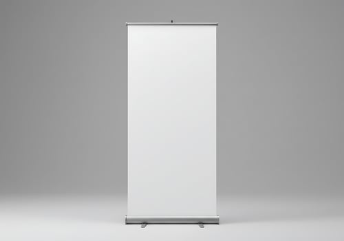 Blank Roll Up Banner Stand Display for Trade Show Mockup photo
