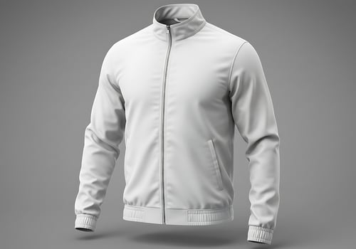 White Zip Up Jacket Mockup Presentation for Apparel Design Template photo