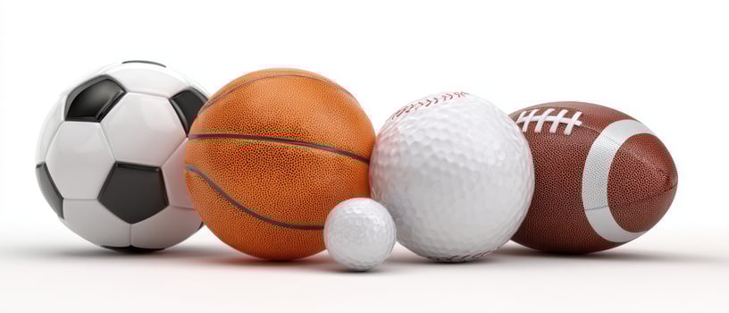 The collection of various sports balls on a clean white background photo