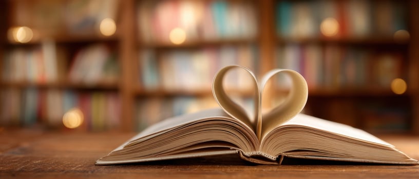 The book with pages shaped into a heart symbolizing love for literature. photo