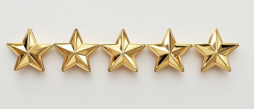 The dazzling row of five golden stars for premium recognition and celebration photo