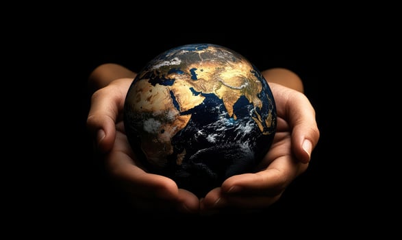 Hands Holding Earth A Symbol of Global Care and Responsibility photo