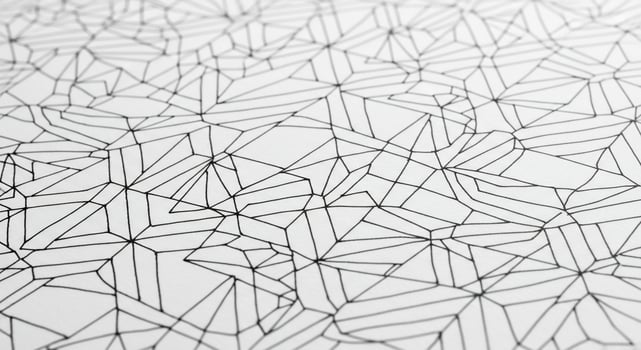 Abstract geometric pattern of interconnected black lines on white background photo