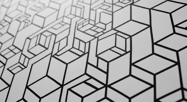 Abstract Geometric Pattern of Interconnected Cubes in Black and White photo