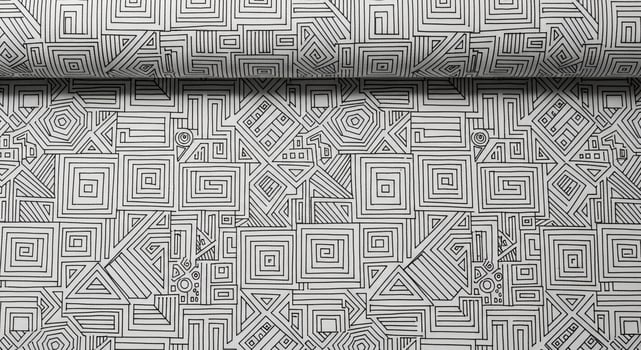 Black and White Geometric Pattern on Fabric with Folded Edge photo