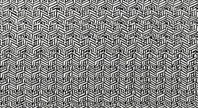 Black and White Geometric Pattern with Interlocking Lines and Shapes photo