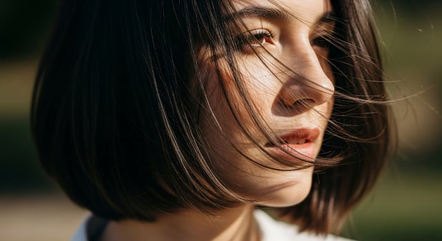 A woman with a short black hair photo