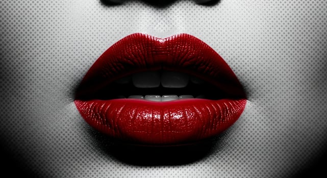 A woman's lips with red lipstick and a black background photo