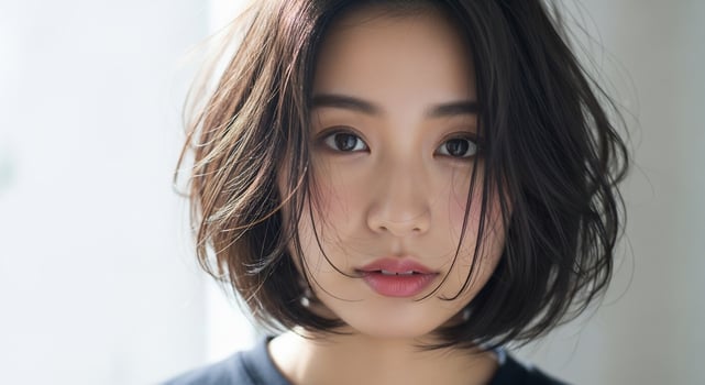 A woman with a short hair cut photo