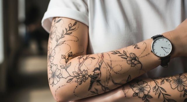 A woman with a tattoo on her arm photo
