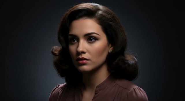 A woman with dark hair and a brown shirt photo