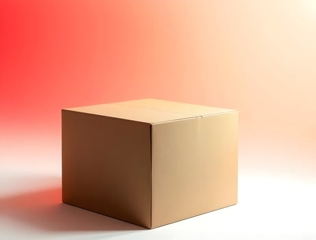 A cardboard box sitting on a red background photo