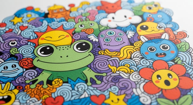 A colorful art book with many different characters photo
