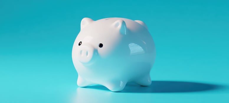 The white piggy bank symbolizes savings and financial growth in modern economy. photo