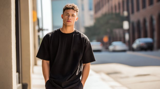 Man Black T-Shirt Urban Minimalist photo