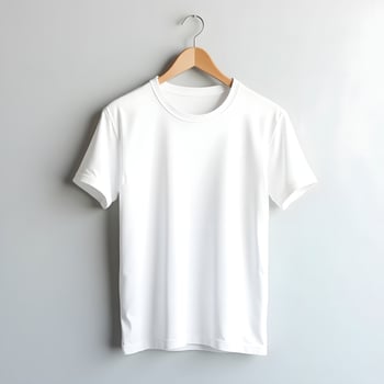Minimalist White T-Shirt on Hanger Mockup photo