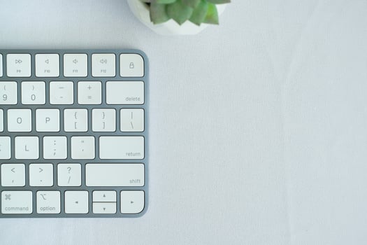 a white keyboard with negative space. minimalist concept about business and technology photo
