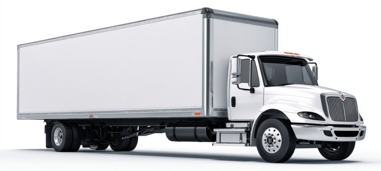 The sleek white delivery truck ready for transportation and logistics services photo