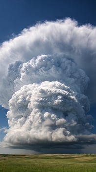 Majestic Storm Cloud Gathering Over a Verdant Rural Landscape. photo
