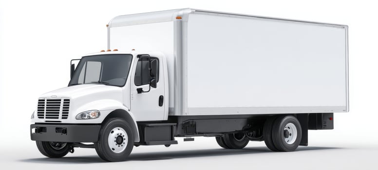 The white delivery truck ready for transportation and logistics services photo